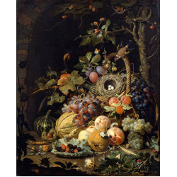 A bird s nest in a fruit basket A bird s nest in a fruit basket