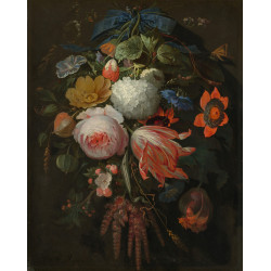 A hanging bouquet of flowers