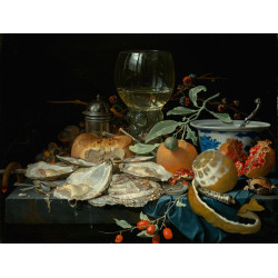 Still life with a goblet of wine fruit and oysters Still life with a goblet of wine fruit and oysters