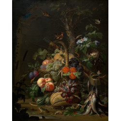 Still life with fruit fish and a nest Still life with fruit fish and a nest