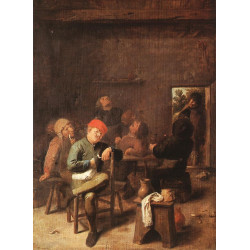 Peasants smoking and drinking