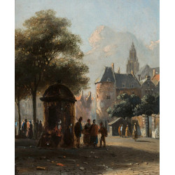 Figures on a townsquare