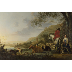 A hilly landscape with figures