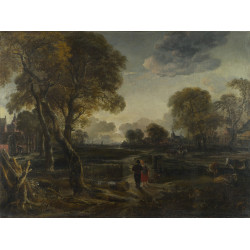 An evening view near a village An evening view near a village