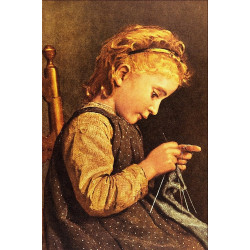 Little girl knitting