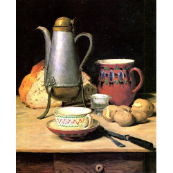 Stilleben kaffee und kartoffeln