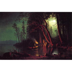 Lake tahoe spearing fish by torchlight