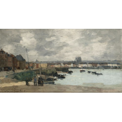 The quay of dieppe after the rain 1882 The quay of dieppe after the rain 1882