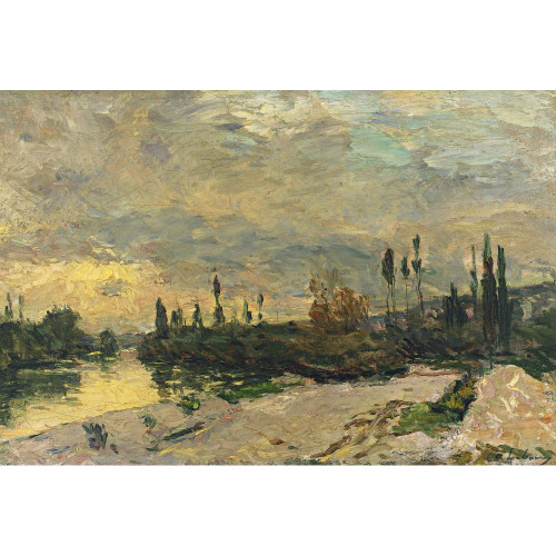 The sunset at the seine near vetheuil The sunset at the seine near vetheuil