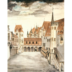 Courtyard of the former castle in innsbruck with clouds 1494 Courtyard of the former castle in innsbruck with clouds 1494