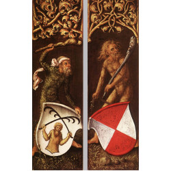 Sylvan men with heraldic shields 1499