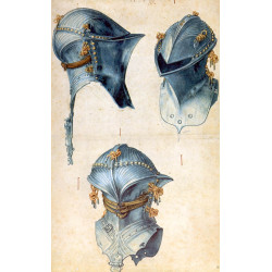Three studies of a helmet