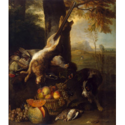 Still life with a dead hare and fruit