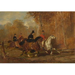 Equestrians in the forest 1955