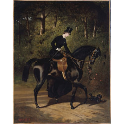 L ecuyere kippler sur sa jument noire