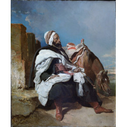 Seated arab man with horse 2