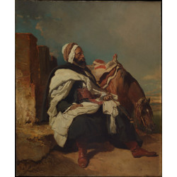 Seated arab man with horse