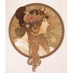 Byzantine head of a brunette alphonse marie mucha