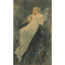 Elfe mit irisbluten alphonse mucha