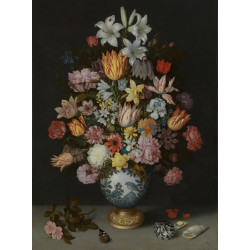 A still life of flowers in a wan li vase A still life of flowers in a wan li vase