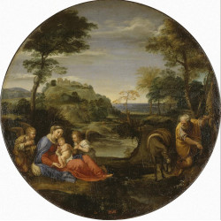 Holy family rest on the flight into egypt