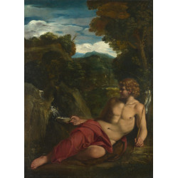 Saint john the baptist seated in the wilderness