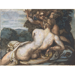 Venus and cupid in a landscape after annibale carracci recto a warrior holding a shield an...