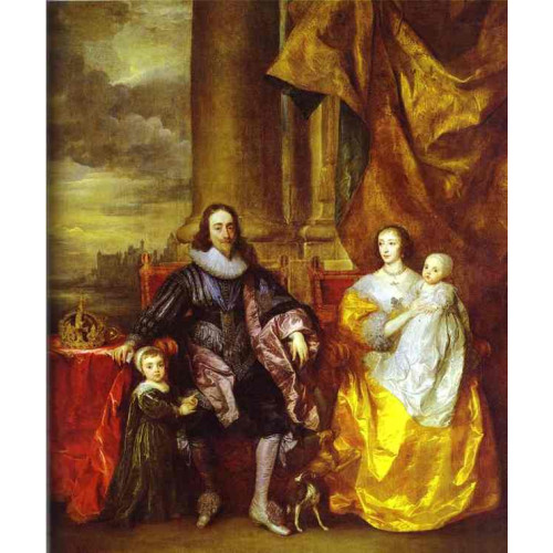 Charles i and queen henrietta maria with charles prince of wales and princess mary 1632