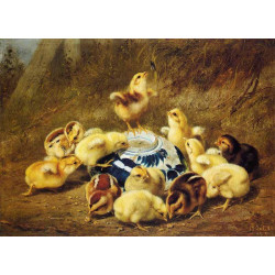 Chicks and delft bowl