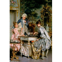 At the chess in the rococo period