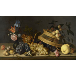 Still life of flowers fruit shells and insects balthasar van der ast