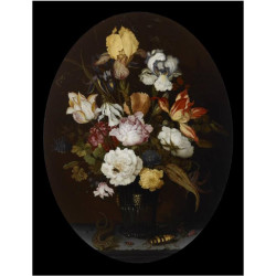 Still life of flowers in a glass vase