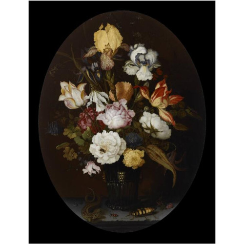 Still life of flowers in a glass vase