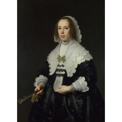Portrait of a lady in black satin with a fan Portrait of a lady in black satin with a fan