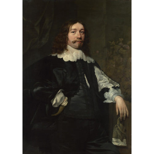 Portrait of a man in black holding a glove Portrait of a man in black holding a glove