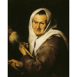 Bartolome esteban murillo an old woman holding a distaff and a spindle les classics...