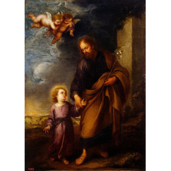 St joseph leading the christ child