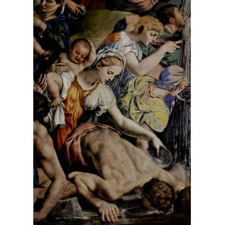 Moses strikes water from the wall rocks