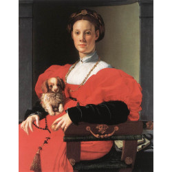 Portrait of a lady with a puppy
