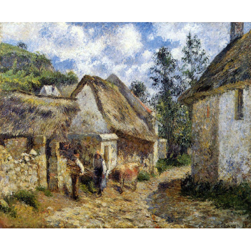 A street in auvers thatched cottage and cow 1880