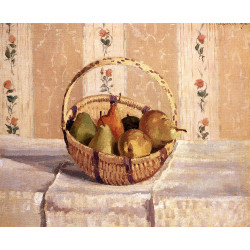 Apples and pears in a round basket 1872