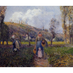 Peasant woman and child harvesting the fields pontoise 1882