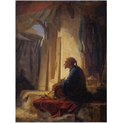 A seated turk in a bazaar