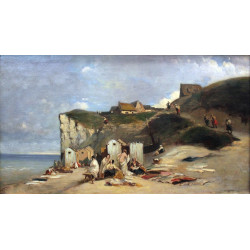 Badende frauen am meer bei dieppe