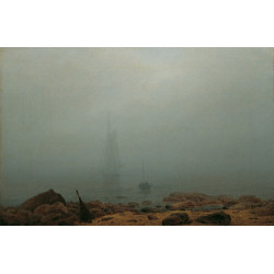 Meeresstrand im nebel