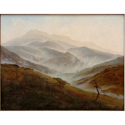 Riesengebirgslandschaft mit aufsteigendem nebel