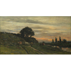 Landscape with cattle by a stream Landscape with cattle by a stream