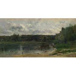 River scene with ducks River scene with ducks