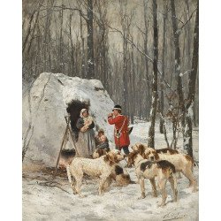 Hunting scene in winter Hunting scene in winter