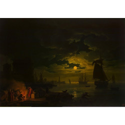 Entrance to the port of palermo in the moonlight